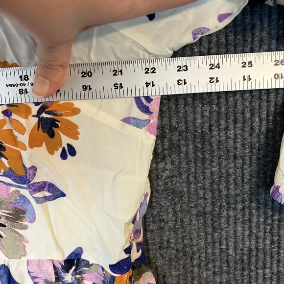 Denim & Co. Printed Blouse with Smocked Cuff Womens Size Large Floral Bohemian - Picture 6 of 10